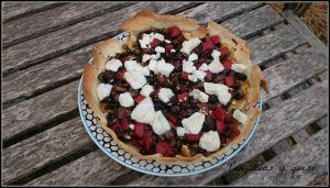 tarta de champiñones - pan uvas y queso