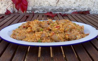arroz con costillas de cerdo en thermomix - pan uvas y queso