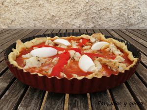Tarta de bacalao - pan uvas y queso