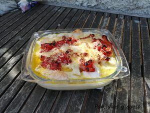 Gratinado de bacalao y salmon - pan uvas y queso