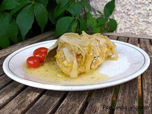 pollo escabechado crock pot - pan uvas y queso