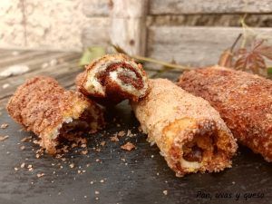 rollitos chocolate airfryer - pan uvas y queso